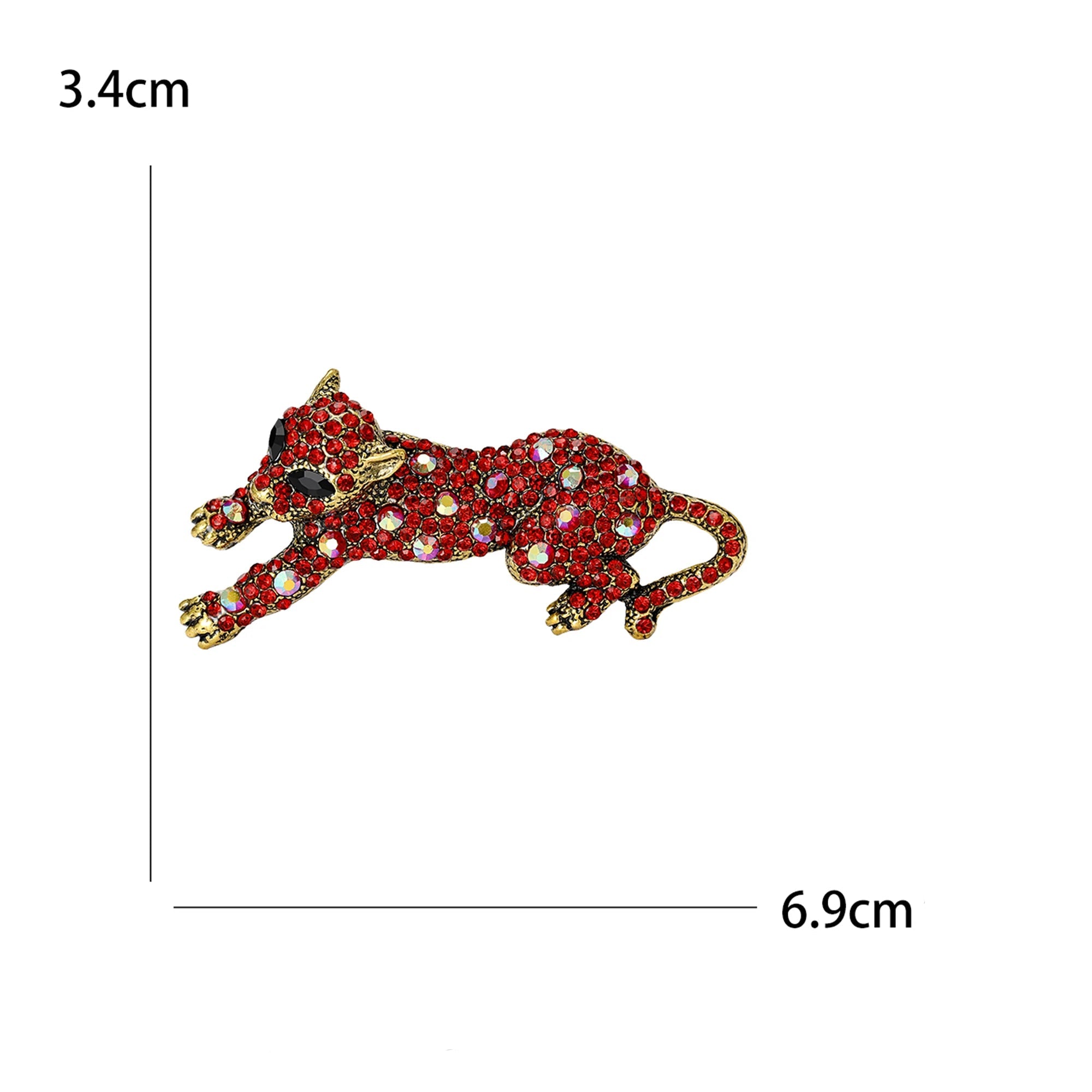 Broche Leopardo com Strass Detalhe Elegante Feminino