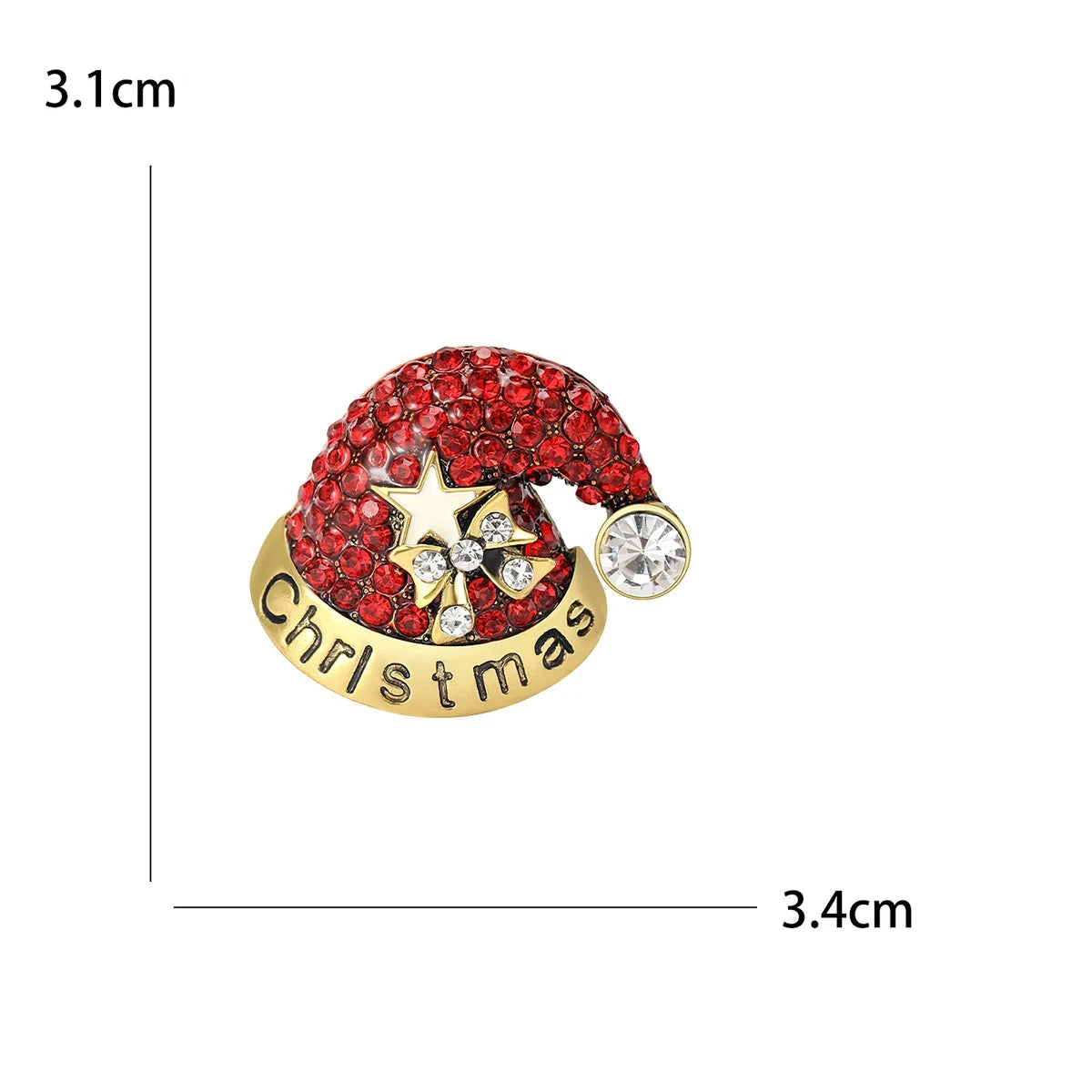 Broche Meia de Natal com Strass Design Elegante Feminino