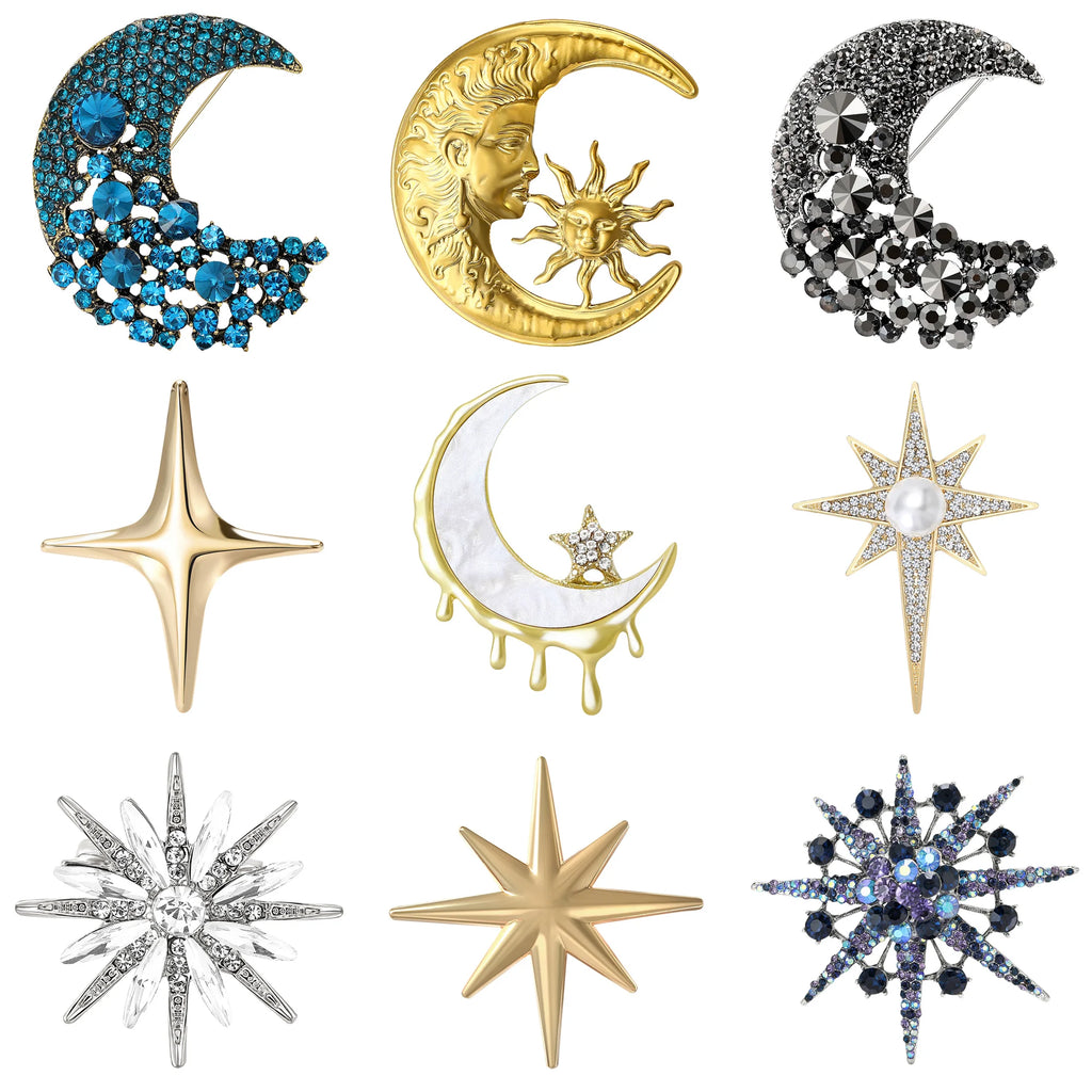 Broche Lua com Strass Design Elegante Feminino