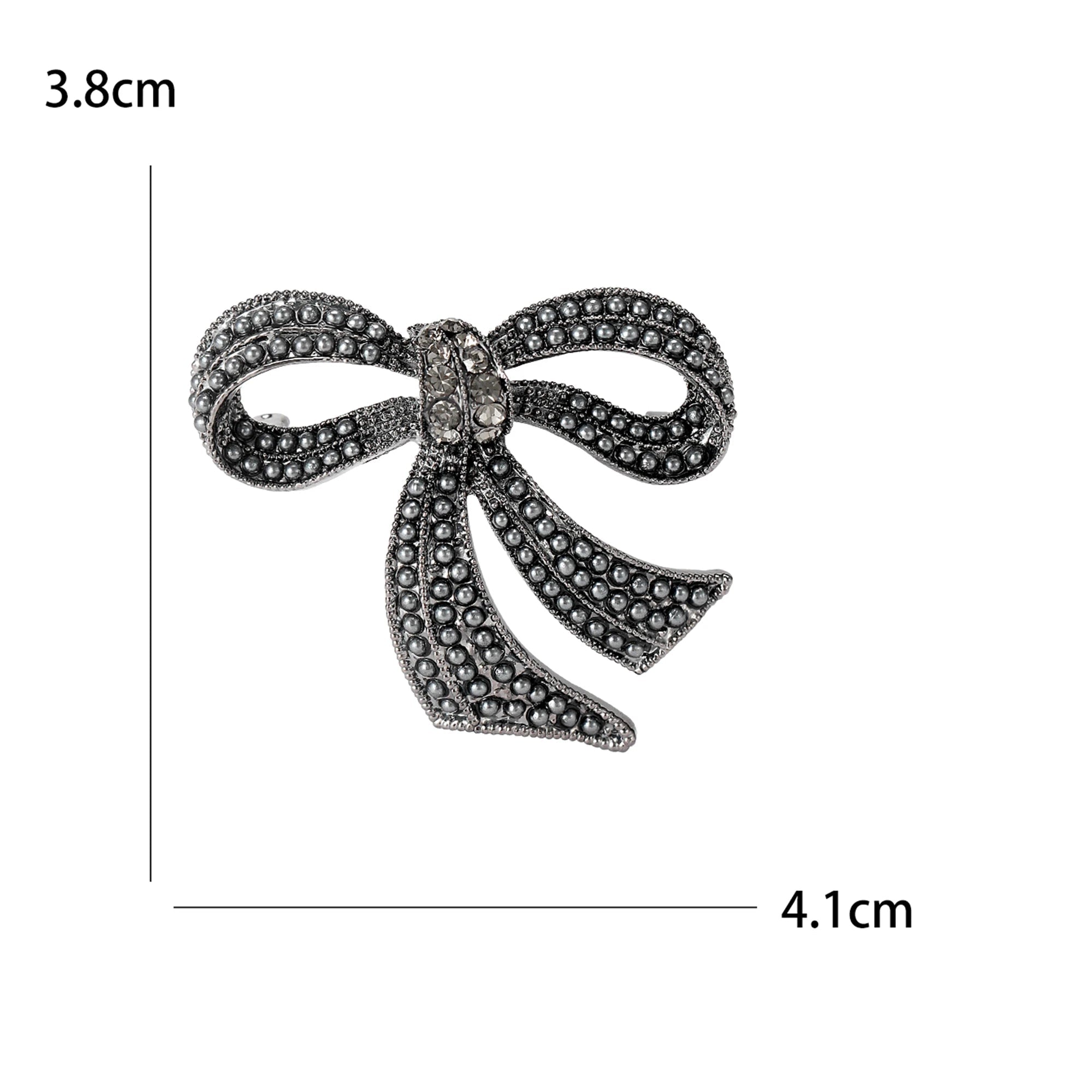 Broche Laço Feminino com Strass e Pérolas para Acessórios