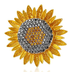 Broche Girassol com Cristais Design Elegante Feminino