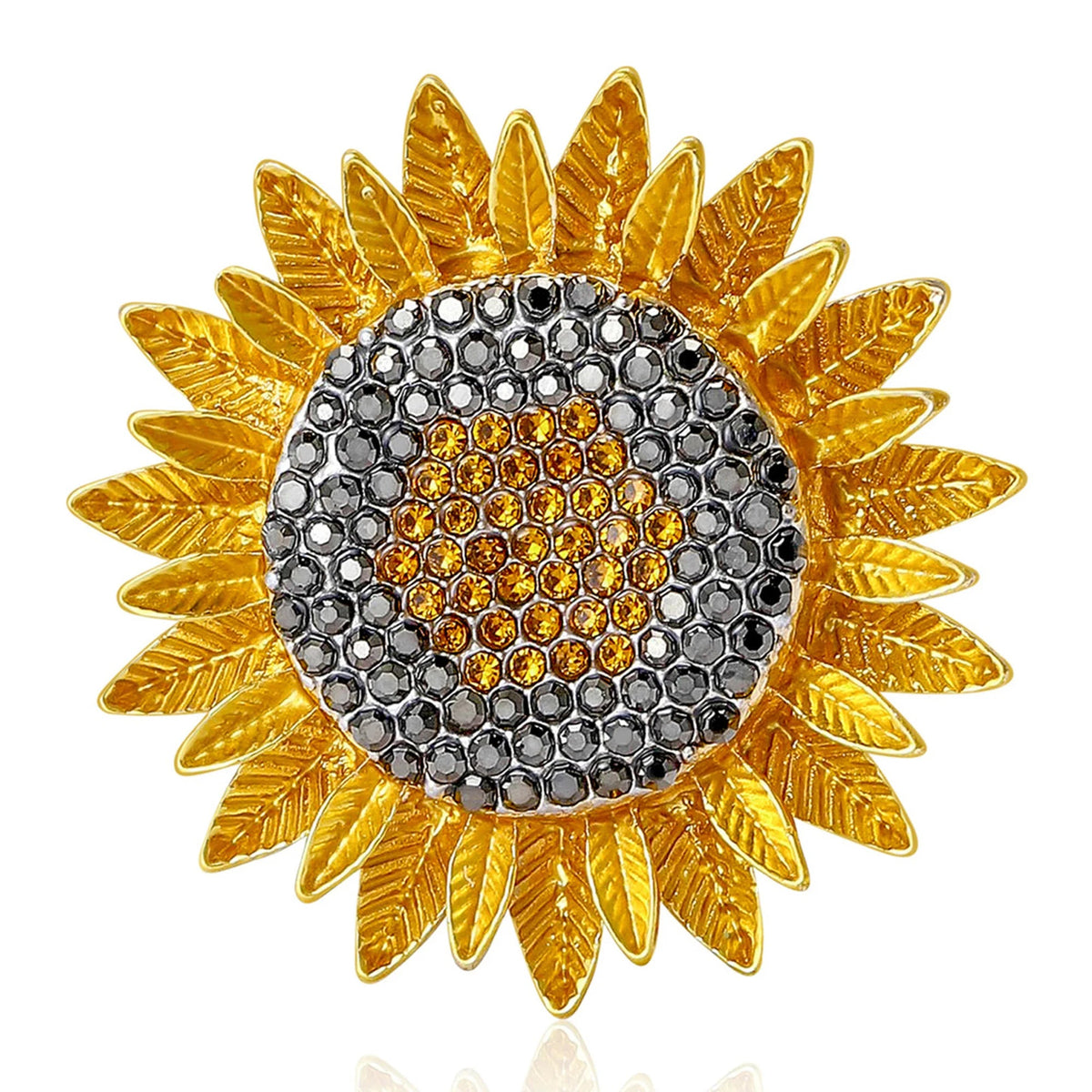 Broche Girassol com Cristais Design Elegante Feminino