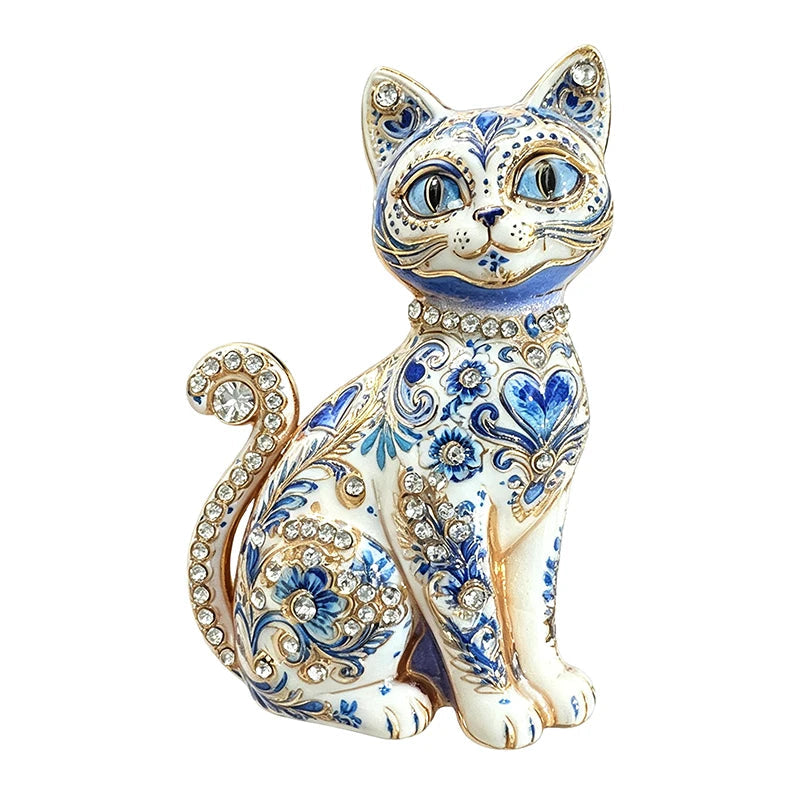 Broche Gato Vintage com Strass Design Elegante Feminino