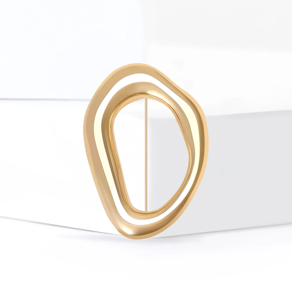 Broches de Anel Irregular em Aço Inoxidável da Moda para Mulheres e Unissex, Alfinetes Geométricos para Eventos, Festas, Presentes, Decoração e Acessórios de Roupa