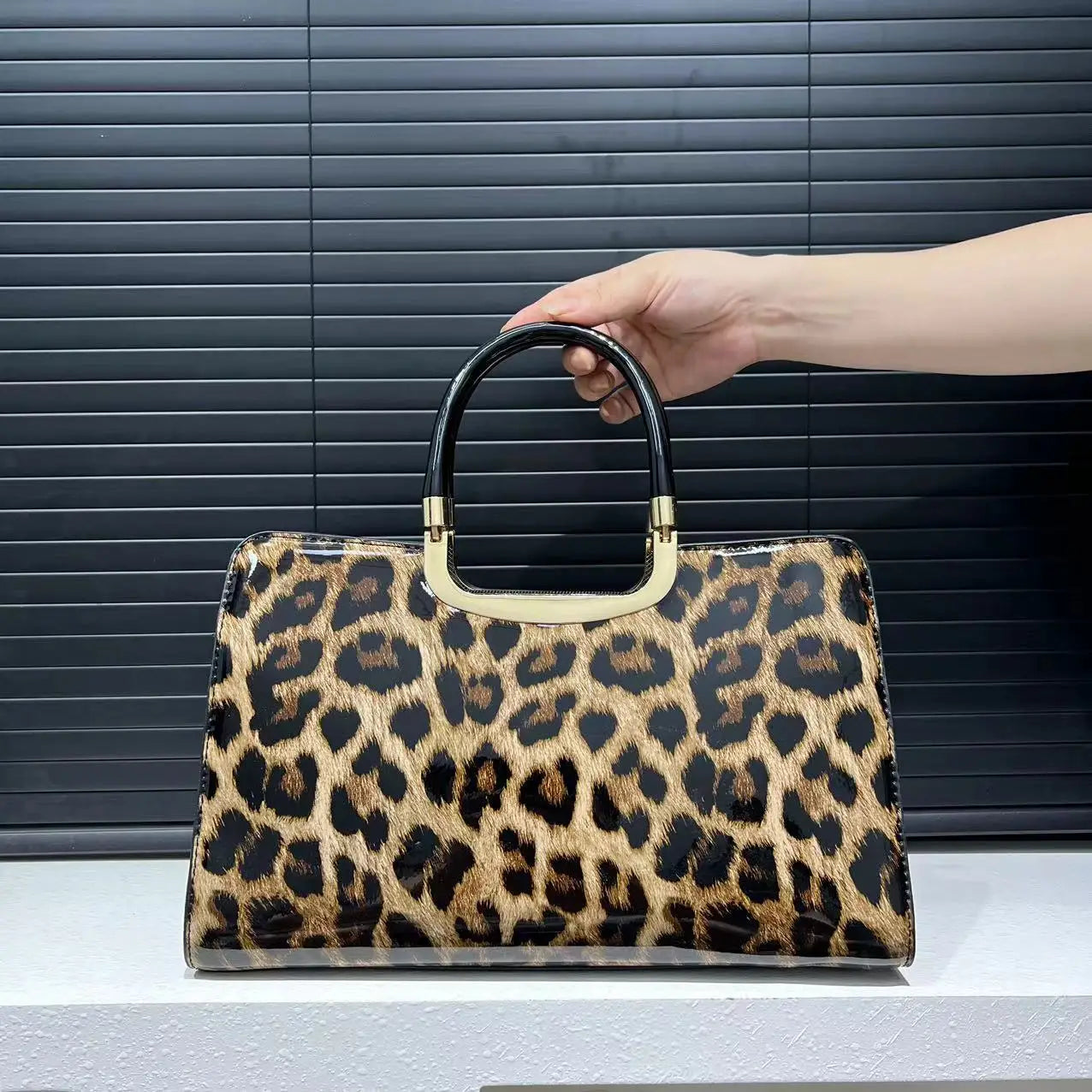 Bolsa feminina fashion com lantejoulas e estampa de leopardo personalizada com vários compartimentos e bolsa de ombro retrô