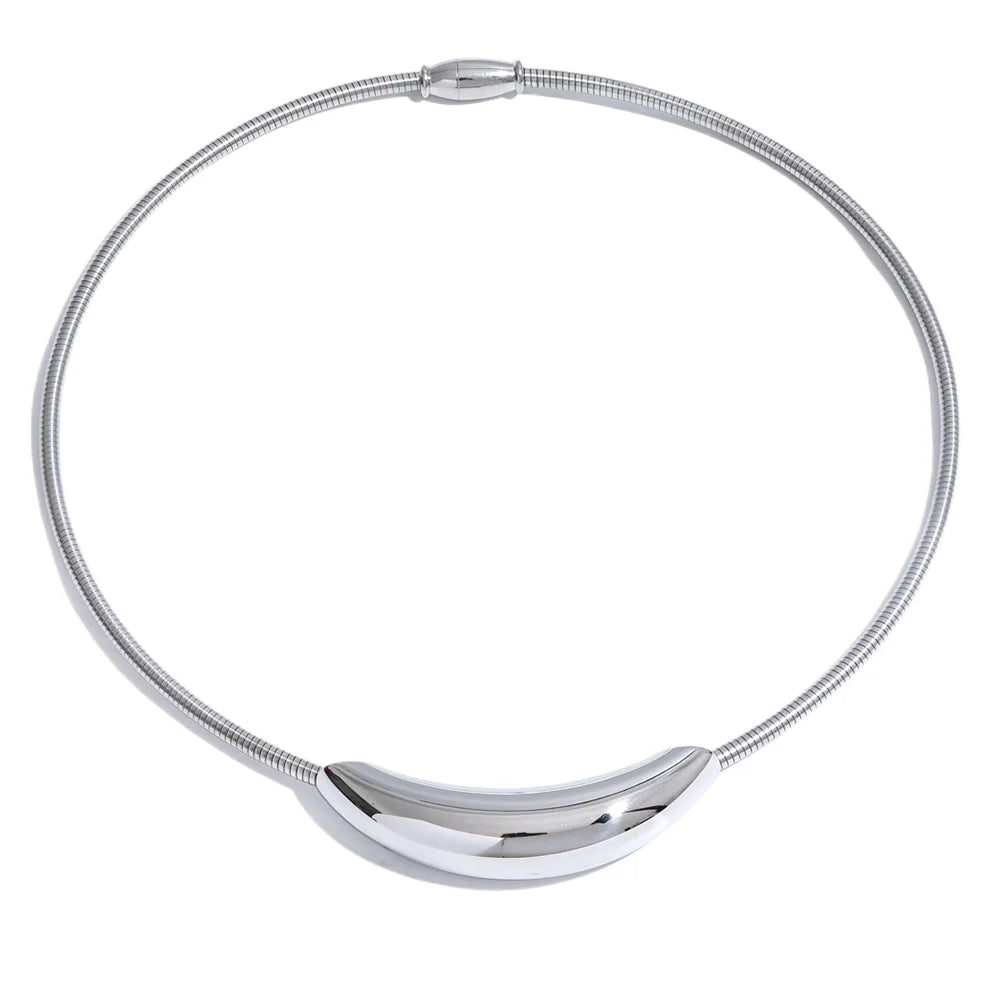 Yhpup gargantilha popular de aço inoxidável à prova d'água, colar leve feminino, declaração de metal banhado a ouro 18K, joias da moda da moda