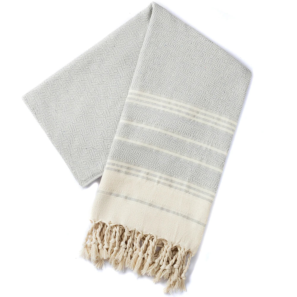 Toalha de praia turca de algodão 100*180cm nova grade de diamante esportes e fitness borla toalha de banho toalha de cozinha macia absorvente rápido dr