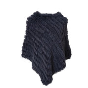 Real pele de coelho de malha natural poncho colete moda envoltório casaco xale senhora cachecol pele natural festa de casamento atacado capa