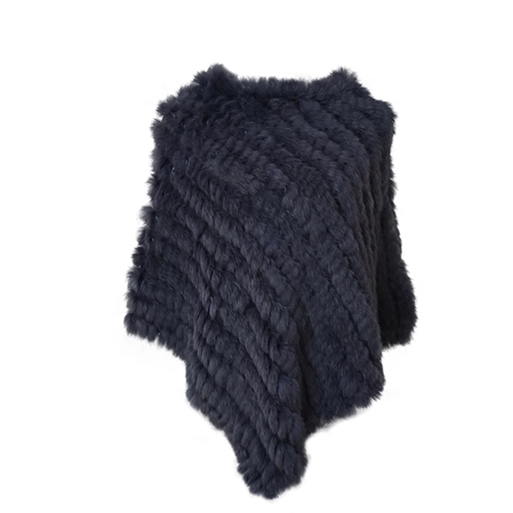 Real pele de coelho de malha natural poncho colete moda envoltório casaco xale senhora cachecol pele natural festa de casamento atacado capa
