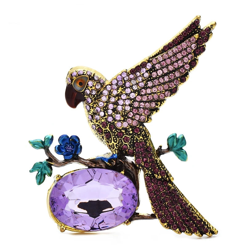 Broche Pássaro Vintage com Cristais Design Elegante Feminino