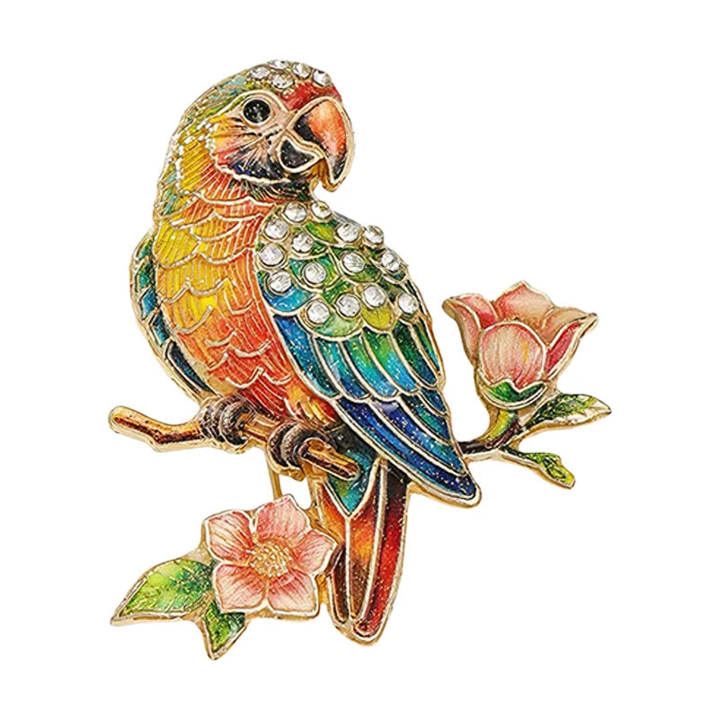 Broche Pássaro Flor com Strass Elegante Feminino