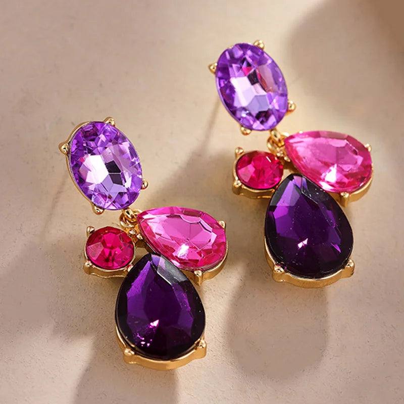 Gota de água vidro metal balançar post brincos para mulheres moda jóias bonito designer novos estilos atacado presentes do feriado mq444