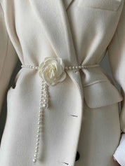 1 pçs cinto de cintura de pérola feminino novo estilo camélia decorativo versátil cinto combinando vestido casaco jaqueta moda elegante cinto