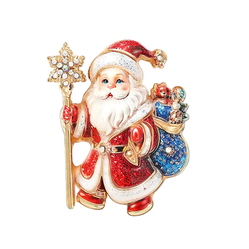 Broche Papai Noel com Strass Design Elegante Feminino