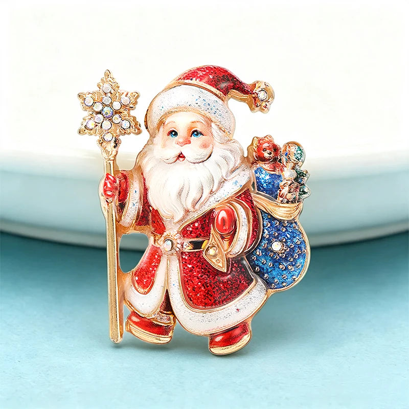 Broche Papai Noel com Strass Design Elegante Feminino