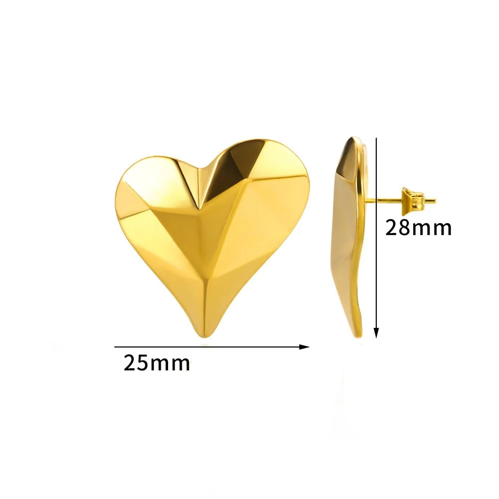 Brinco gótico de coração para mulheres, aço inoxidável, dourado, amor, casamento, casal, piercing, joias, presente de dia dos namorados