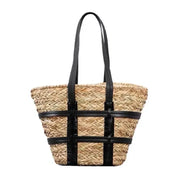 Moda grande rattan cesta saco designer de vime mulheres sacos ombro luxo palha bolsa verão praia grande shopper bolsa bali sac