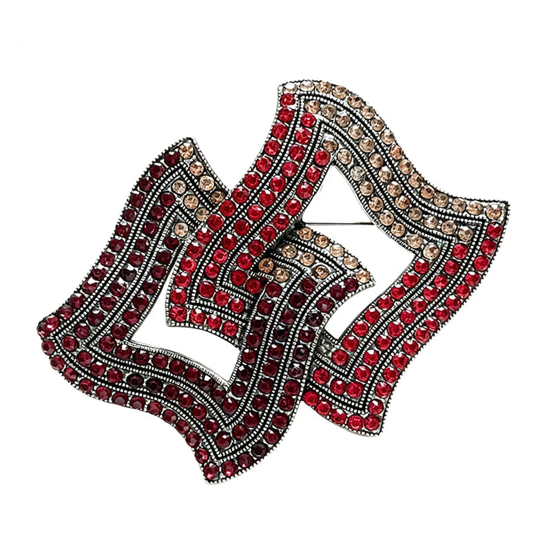 Broche Geométrico Vintage com Strass Elegante Feminino