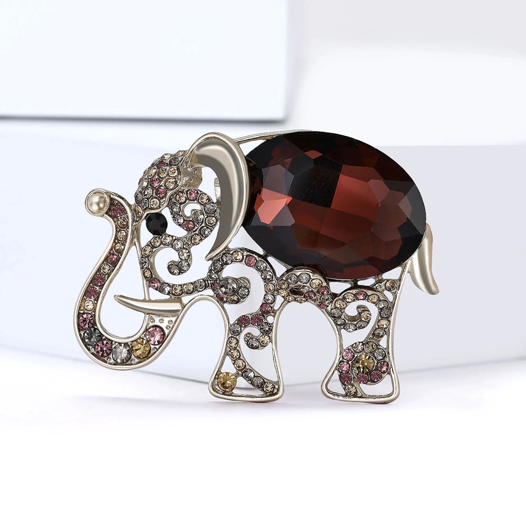 Broches de elefante de strass de luxo para mulheres unissex esmalte animal pinos banquete festa mochila presentes acessórios de joias