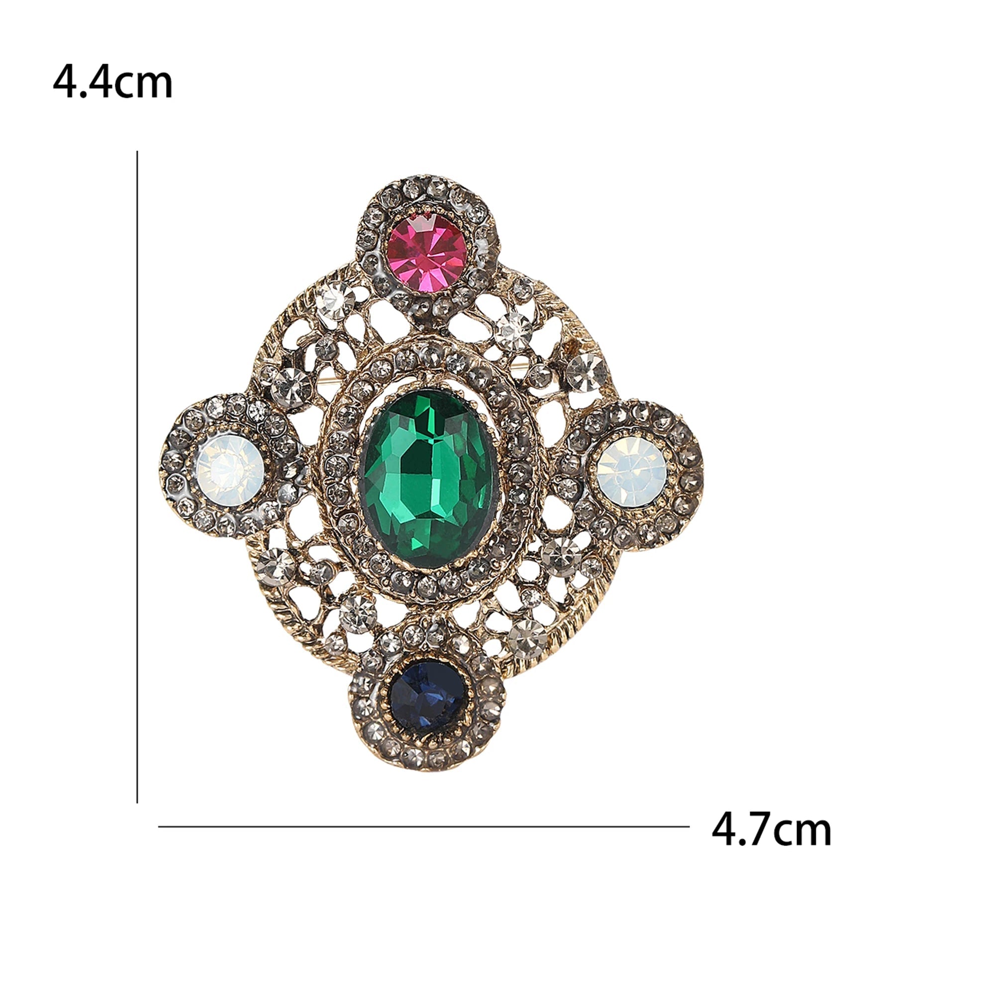 Broches barroco vintage para mulheres, crachá redondo, jóias strass, acessórios para festa de escritório, presentes amigos, unissex