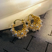 Brincos de pérola de metal irregular estilo europeu e americano personalizado moda brincos senhoras meninas acessórios de viagem