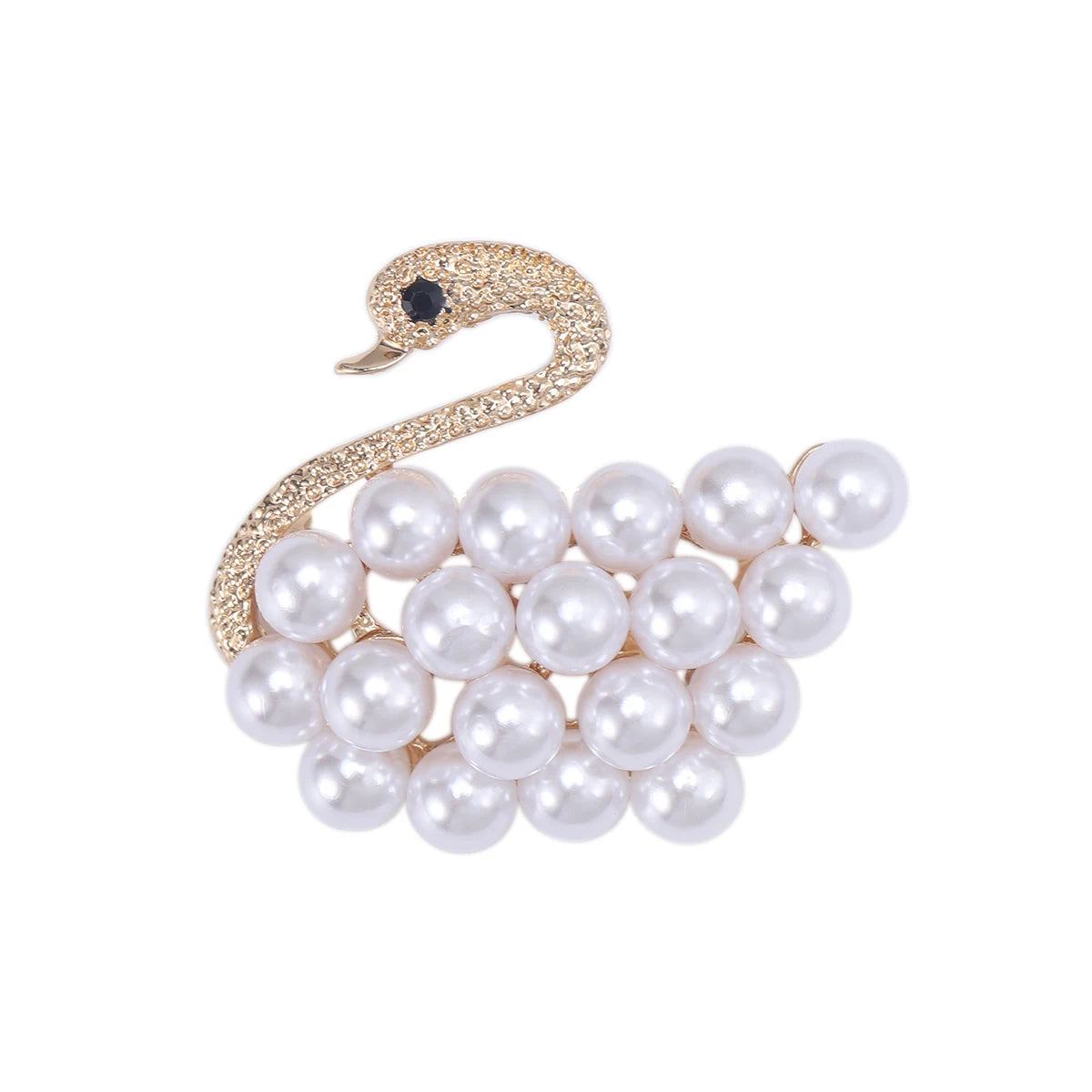 Broche Cisne com Pérola Design Elegante Feminino