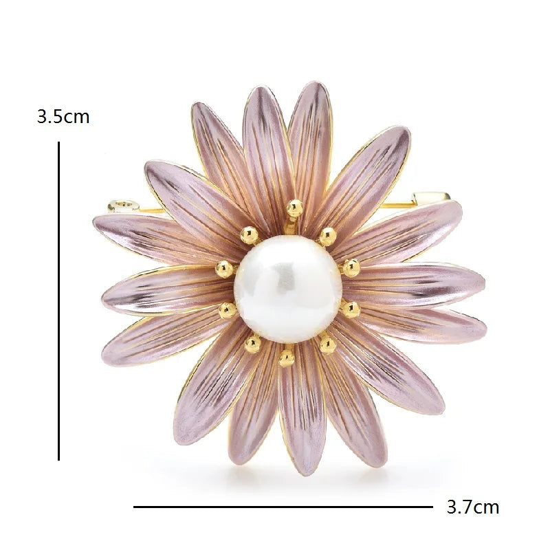 Broche Margarida com Pérola Esmaltado Design Elegante Feminino