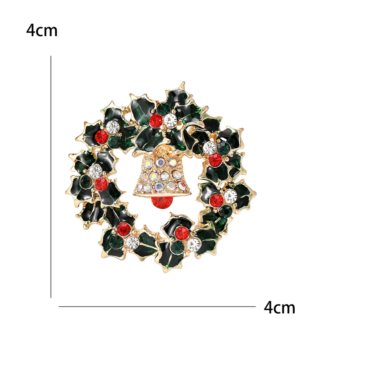 Broche Guirlanda de Natal com Strass Design Elegante Feminino