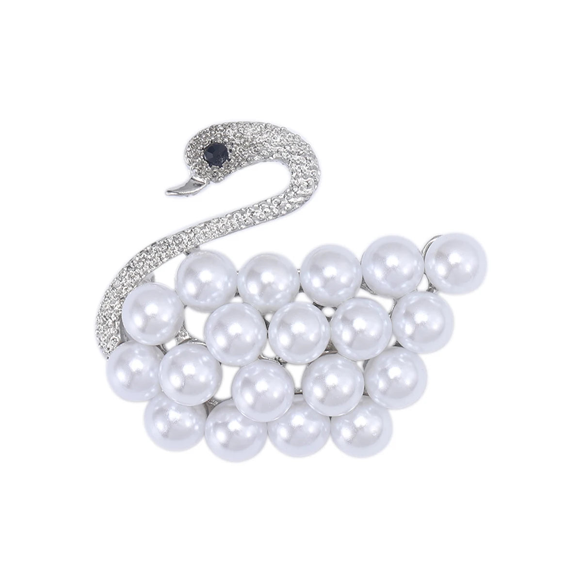 Broche Cisne com Pérola Design Elegante Feminino