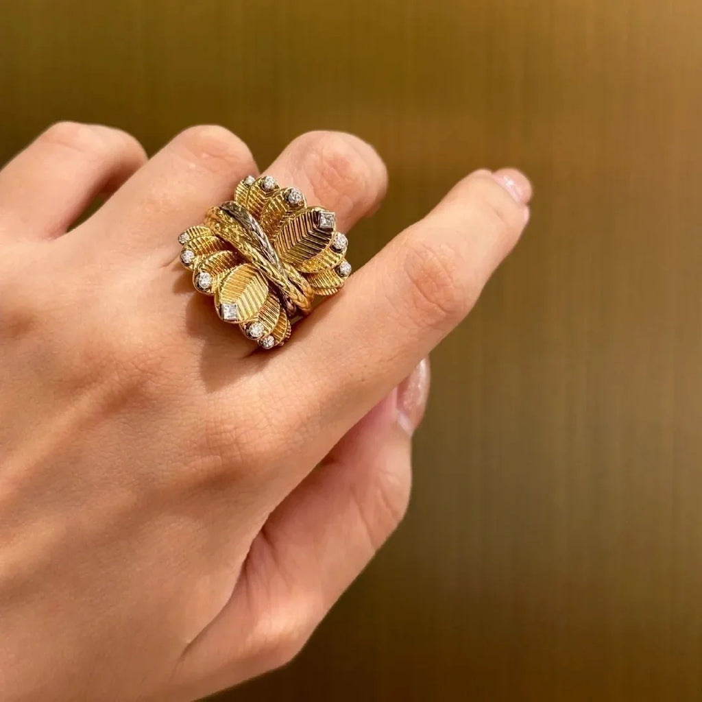 Design de inspiração cameo retro folha pena anéis para mulheres estilo tribunal requintado anel de luxo encantos banquete jóias presente