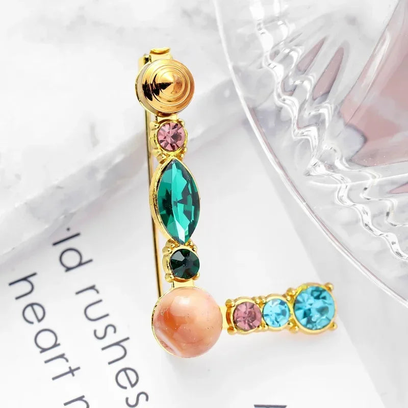 Nova chegada inglês carta palavra broche colorido strass cristal lapela pinos para mulheres camisola terno broche festa jóias presentes