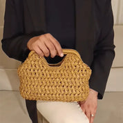 Marca tecido saco de embreagem luxo novo high-end beira-mar férias viagem grande capacidade palha feminina textura simples moda carteira