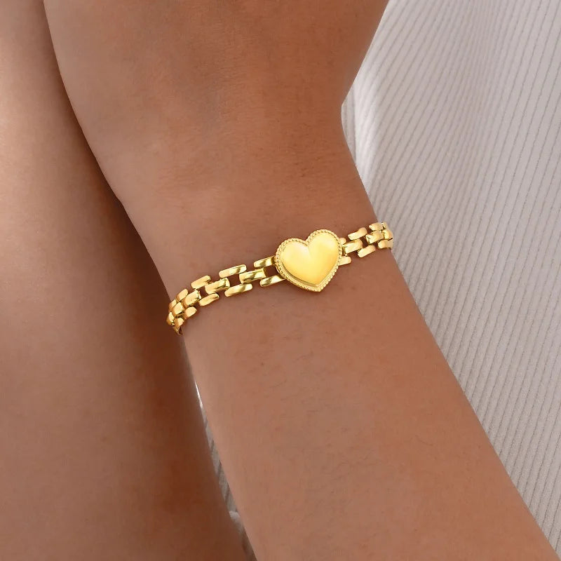 Pulseira de corrente de ligação oca de metal de aço inoxidável para mulheres vintage cor de ouro pulseira de relógio charme pulseiras jóias presentes