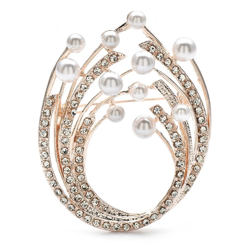 Broche Ninho de Pássaro com Strass e Pérolas Design Elegante Feminino
