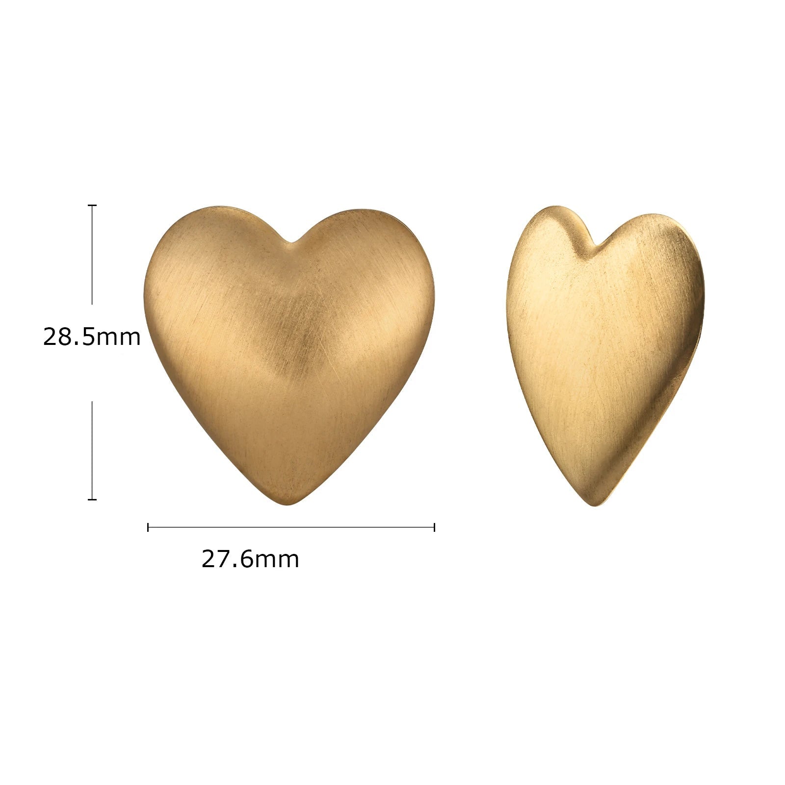 Vnox 1 par de brincos grandes de coração feminino, presentes de orelha de cor dourada de aço inoxidável para ela, joias minimalistas delicadas e chiques de tamanho grande