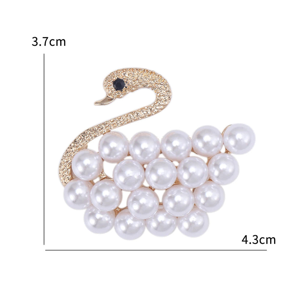 Broche Cisne com Pérola Design Elegante Feminino