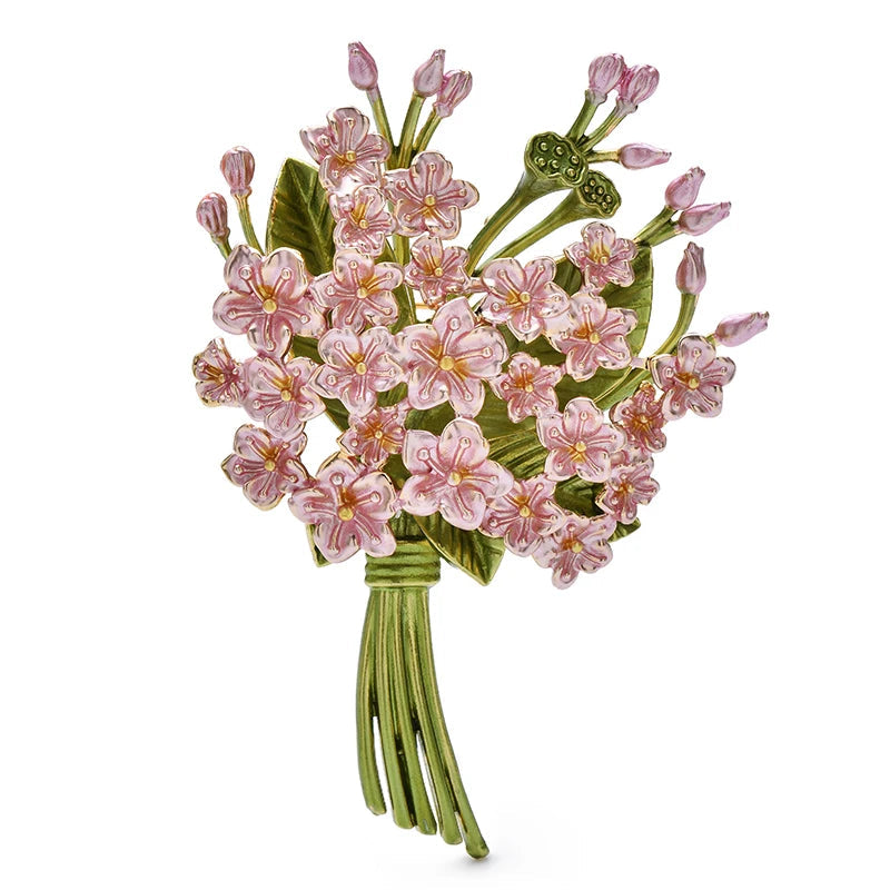 Wuli&baby Broches de Buquê de Flores Encantadoras para Mulheres, 3 Cores, Lindos Broches de Esmalte com Plantas para Festas, Escritório e Roupas, Presentes