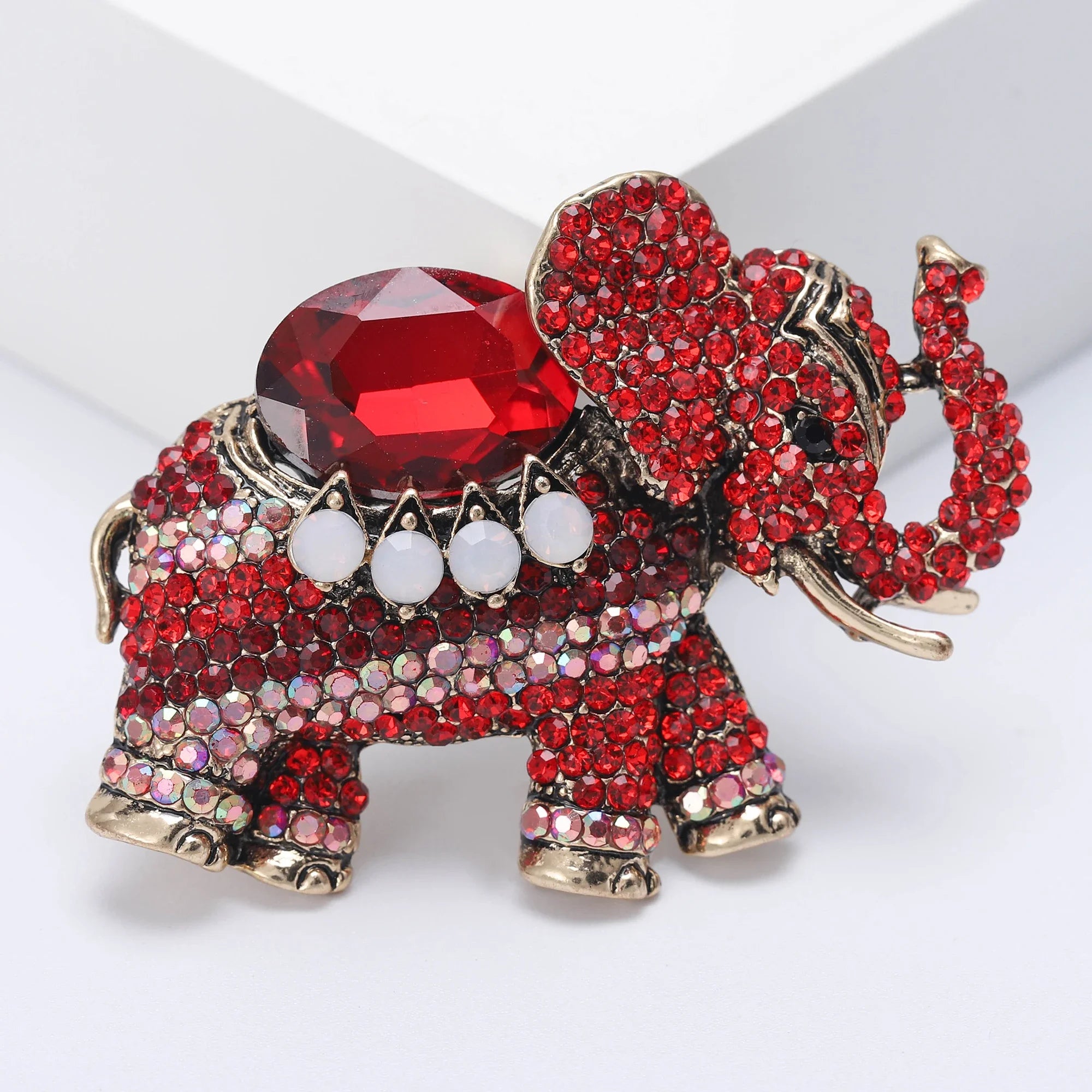 Broches de elefante de strass de luxo para mulheres unissex esmalte animal pinos banquete festa mochila presentes acessórios de joias