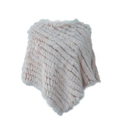 Real pele de coelho de malha natural poncho colete moda envoltório casaco xale senhora cachecol pele natural festa de casamento atacado capa