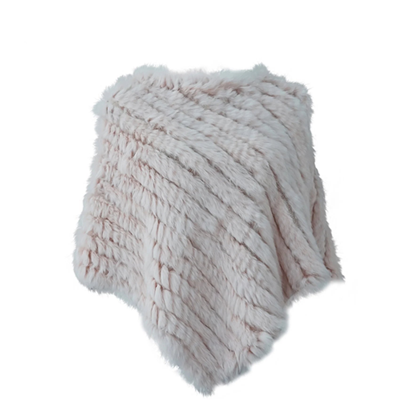 Real pele de coelho de malha natural poncho colete moda envoltório casaco xale senhora cachecol pele natural festa de casamento atacado capa