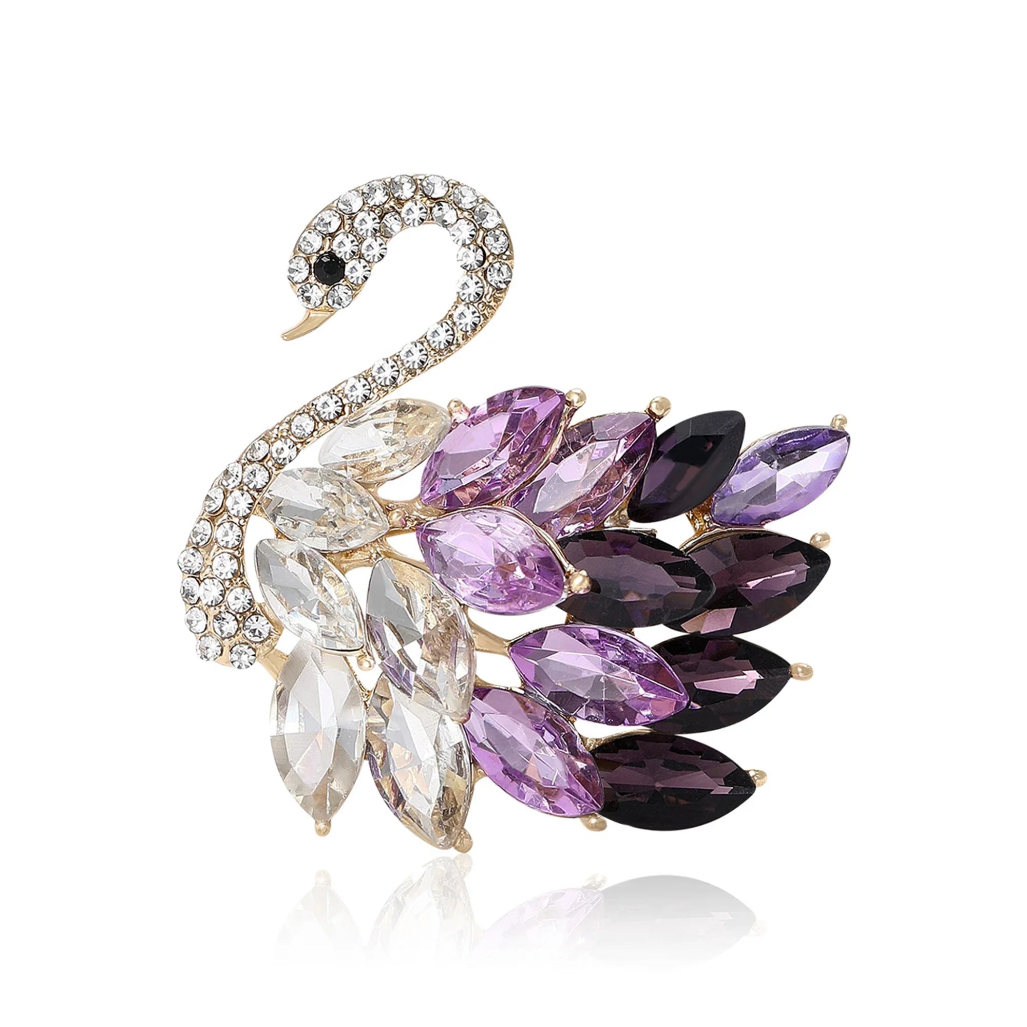 Beaut & berry luxo strass cisne broches para mulheres alfinetes animais casual festa amigos acessórios nova moda presentes decoração