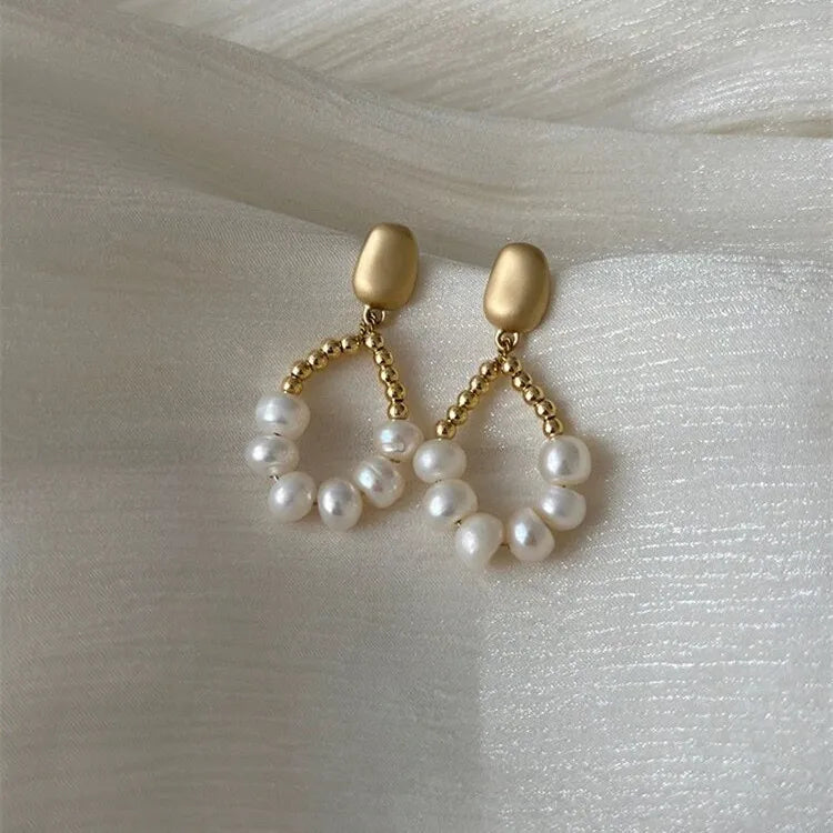 Brincos de Pérola de Água Doce para Mulheres, 100% Natural, Gota de Água Cheia, Borlas Femininas Jóias, Presentes Anti Alergia, Ouro 14K