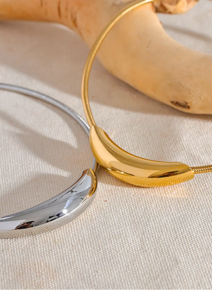 Yhpup gargantilha popular de aço inoxidável à prova d'água, colar leve feminino, declaração de metal banhado a ouro 18K, joias da moda da moda