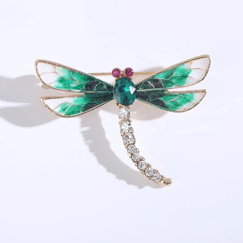 Engraçado strass libélula broche para mulheres unissex pérola inseto pinos festa de escritório amigo presentes jóias acessórios decoração