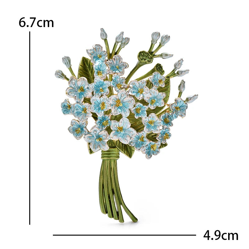 Wuli&baby Broches de Buquê de Flores Encantadoras para Mulheres, 3 Cores, Lindos Broches de Esmalte com Plantas para Festas, Escritório e Roupas, Presentes