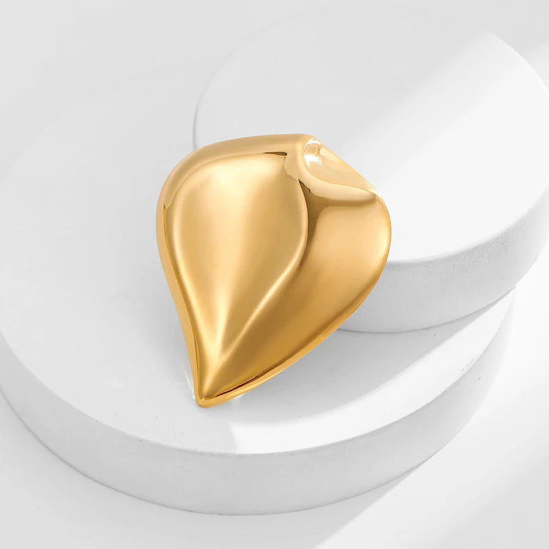 Loe |   Broche geométrico de aço inoxidável, novo banhado a ouro 18k, acessórios de roupas, joias irregulares de alta qualidade