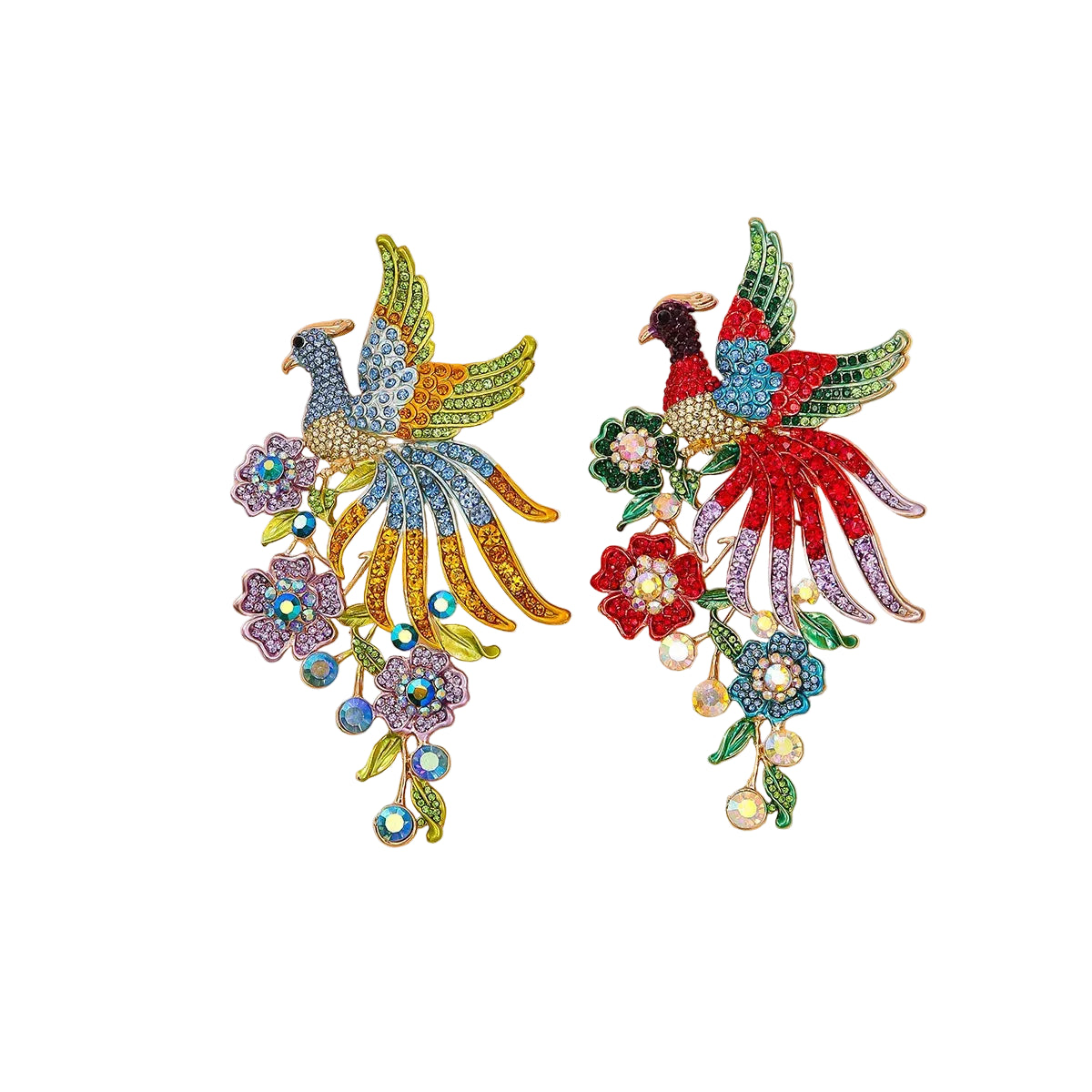 Broche Fênix de Cristal Exagerado Vintage com Strass Luxo