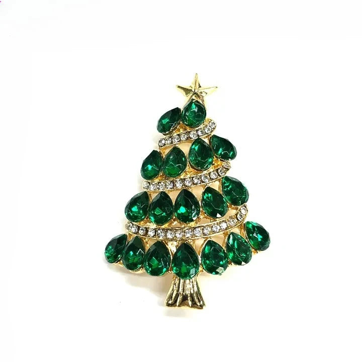 Broche Árvore de Natal com Strass Design Elegante Feminino