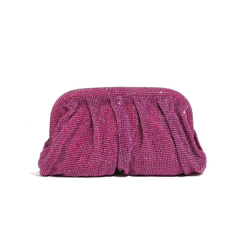 Glamourosa bolsa de noite com pérolas e strass para mulheres |   Embreagem elegante para performance em palco |   Bolsa brilhante para festa de casamento e baile 