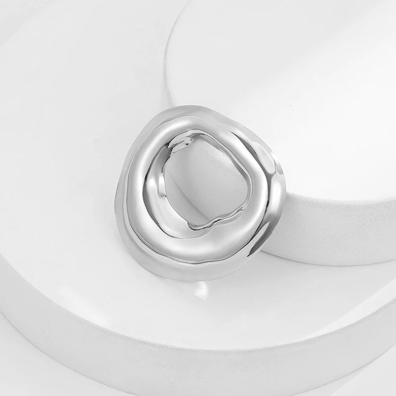 Loe |   Broche geométrico de aço inoxidável, novo banhado a ouro 18k, acessórios de roupas, joias irregulares de alta qualidade